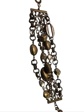Multi-Chain Metallic Statement Bracelet - Gold and Silver Tones Magnetic Clasp
